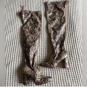 Snakeskin Over-the-Knee Boots